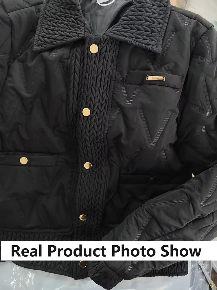 Women Cotton Padded Coats Autumn Winter Lightweight Fashion Turndown Collar Quilted Jacket Outerwear Female Warm Overcoats 251023