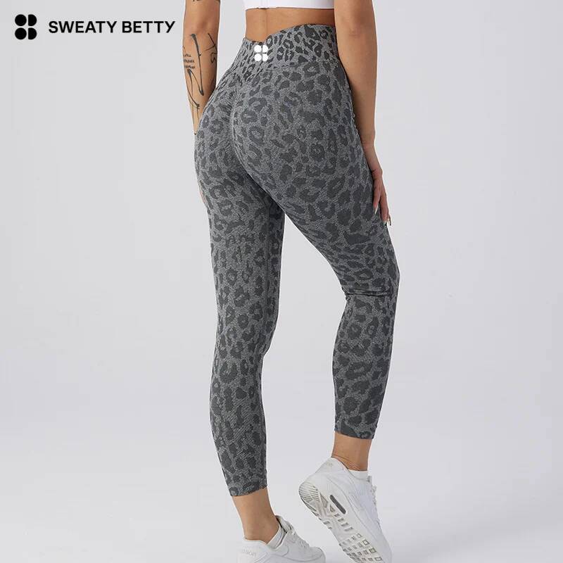 winter jacket women Sweaty Betty Women's Peach Fiess Leopard Pattern Nine Cent Running Tights Hip Lifting Exercise Seamless Yoga Pants