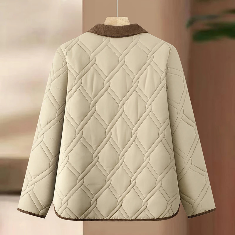 Womens Down Cotton Jacket Fashion Versatile Lady PU Leather Padded Outerwear Loose Elegant Ladies Winter Parka Coat 251027