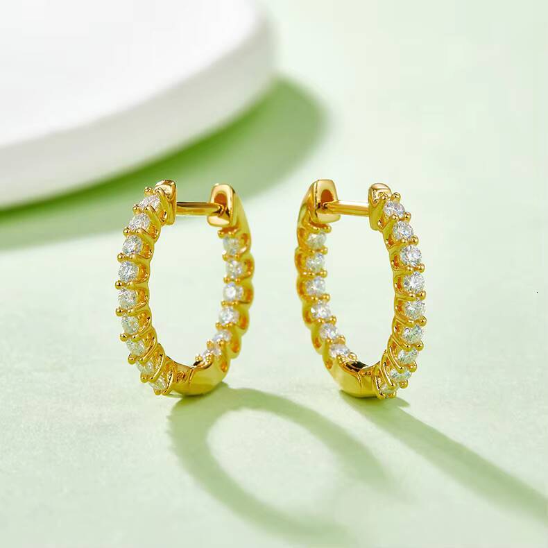 Hot Sale Classic 925 Sterling Silver 15MM 0015CT Round Moissanite Hoop Cluster Stud Earrings Statement Earrings for Women