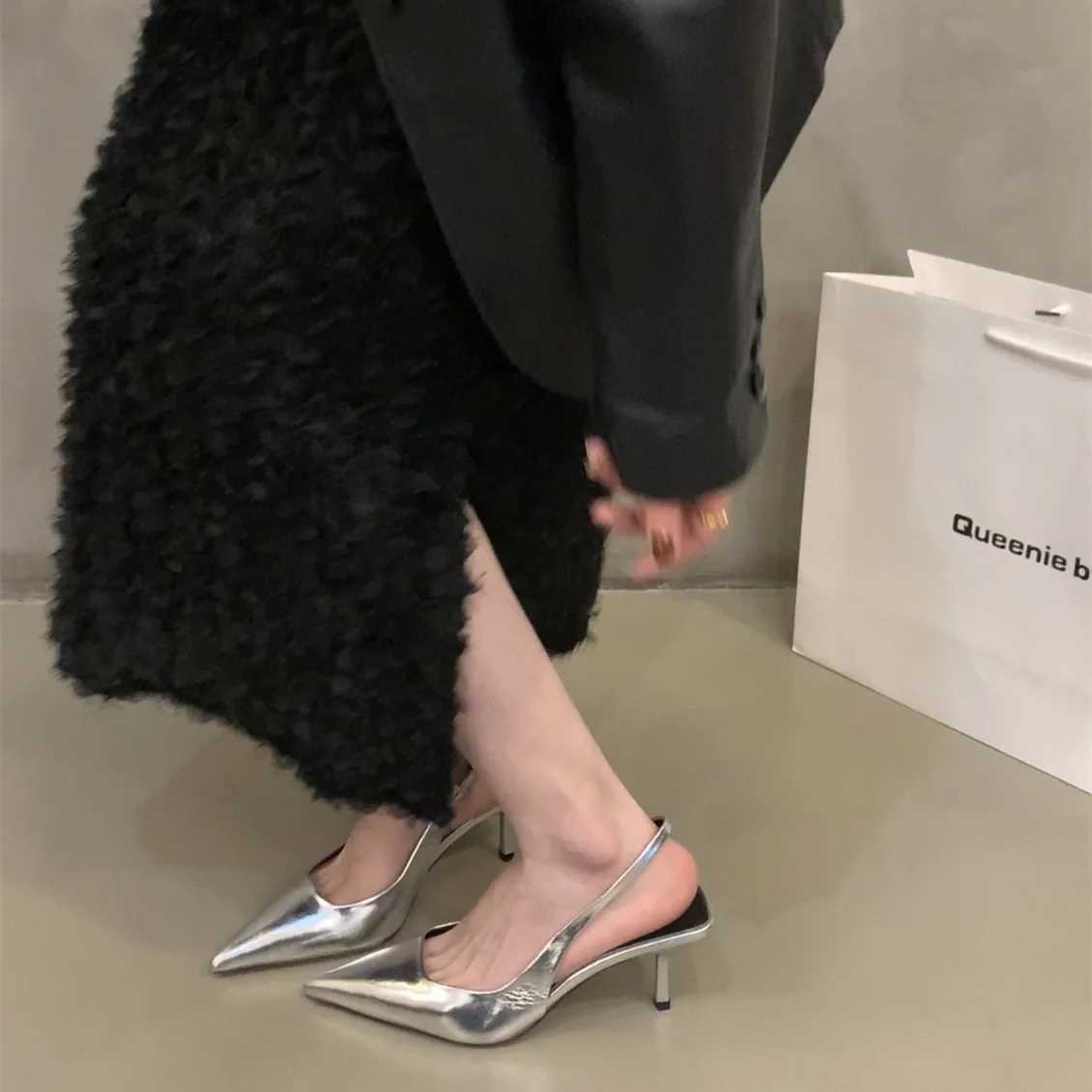 2024 Summer Sier Heels Pointed Toe Women Pumps Fi Slip Slingbacks Shoes Ladies Sexy Heel Party Dress SandaliasXJ251027