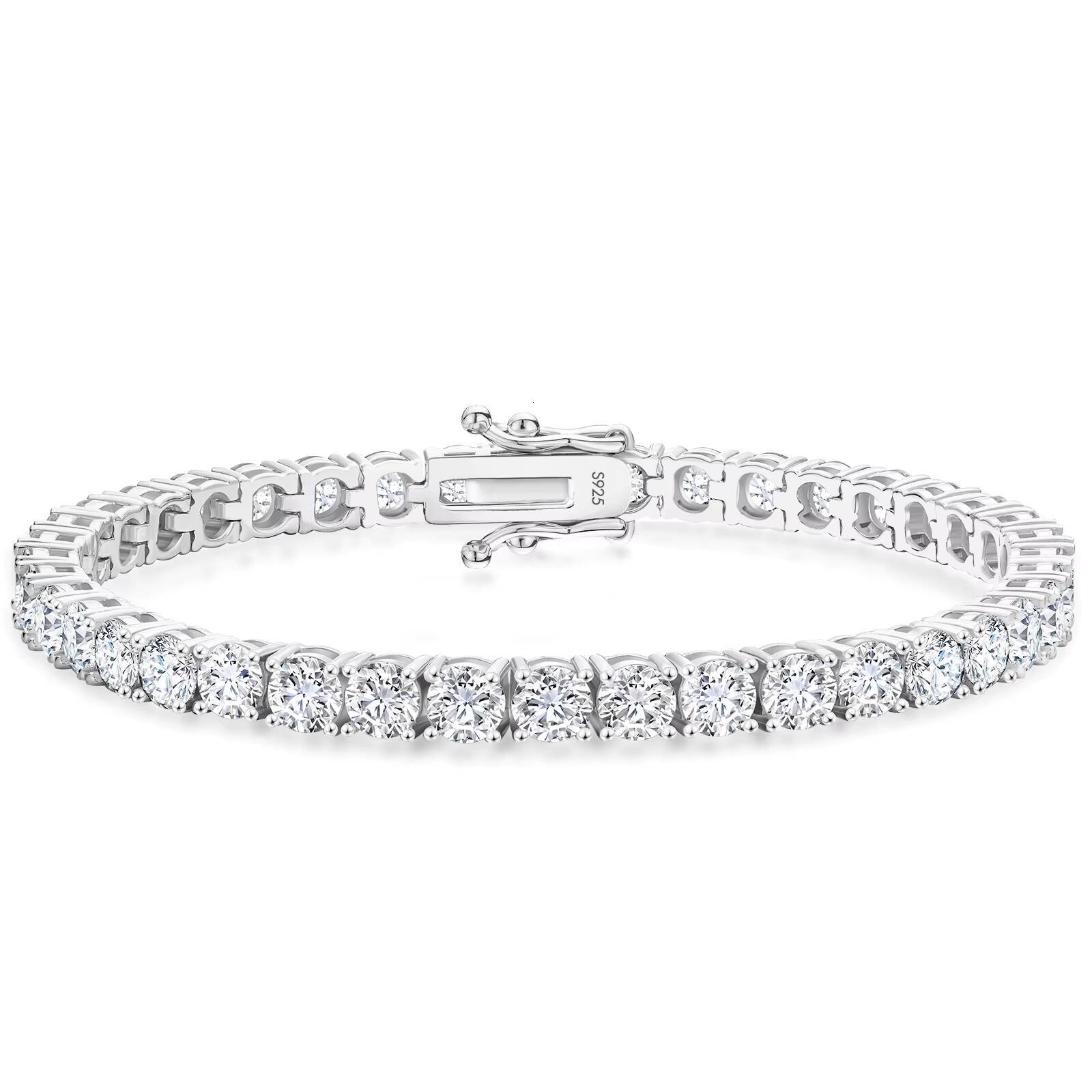 LabGrown D Color VVS1 Moissanite GRA Hypoallergenic 925 Sterling Silver Secure DoubleSided Clasp Tennis Bracelet for Women Men