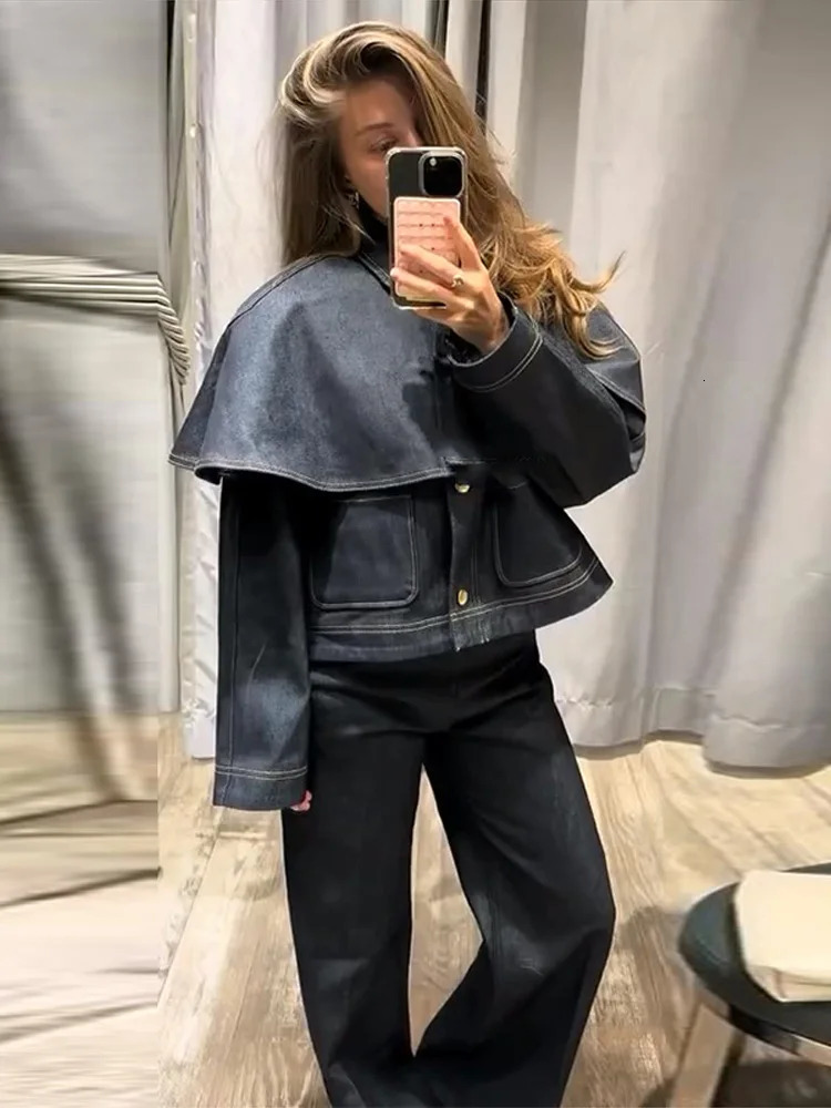 Cape Layered Button Front Women Jacket Lapel Pocketed Drop Shoulder Autumn Causal Coat Elegant Chic Office Lady Outerwear 251027