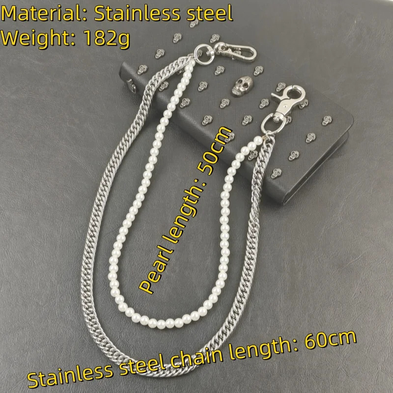 Model Stainless Steel Pearl Pants Chain Punk Hip Hop Fashionable Men And Women Jeans Pendant Accessories 251024