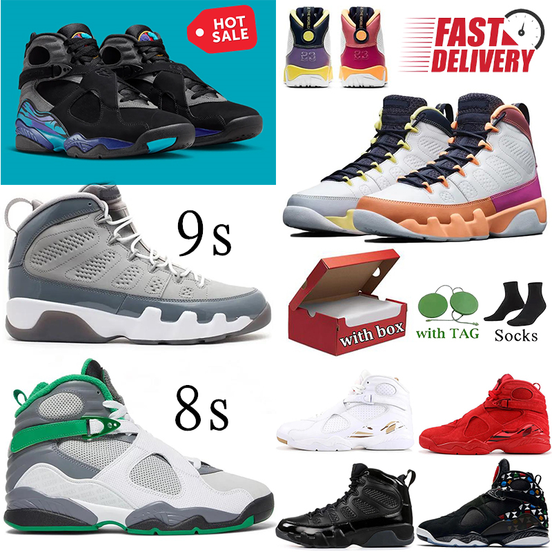 Free shipping designer shoes 8 8s 9 9s Basketball Shoes Playoff Aqua Chrome South Beach Black Cool Grey Take Flight Trophy Black mens basketball Sports trainers