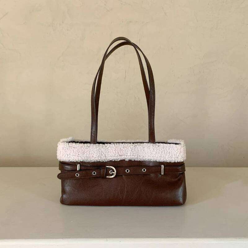 Designer Bags Women Textured Casual Shoulder Fluffy Simple And Versatile Handle Commute Shopping Bag Free Labubu Pendant As A Gift