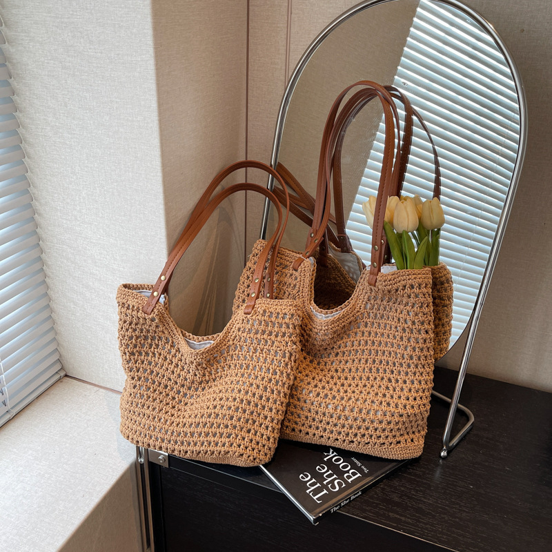 Free shipping designer bag Casual Large Capacity Single Shoulder Cotton Woven Bag for Women New Mesh Tote Bag Beach Vacation Beach Bag