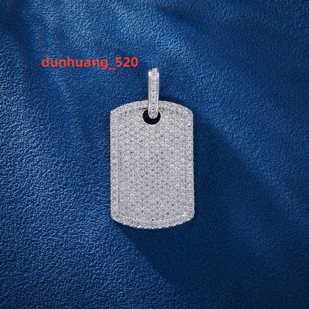 Popular Hiphop Jewelry Fully VVS Moissanite Sterling Silver 925 Dog Tag Iced Out Pendant