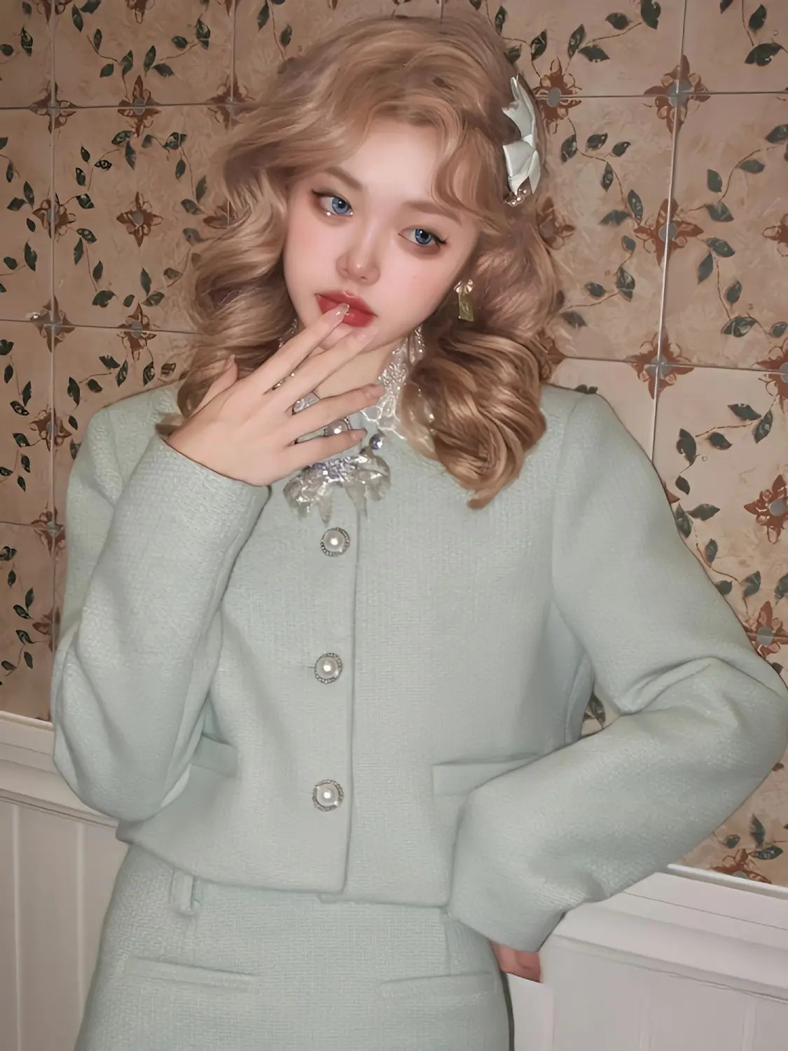 Youthful Lady Suit Set Spring Notched Collar Jacket Skirt 2 Piece Set Preppy College Fashion Elegant Outfit Tweed 251023