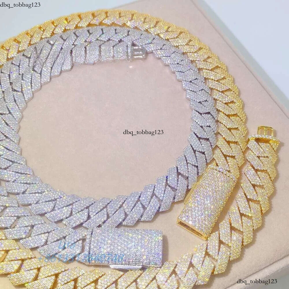 Hot Selling Sterling Sier Hip Hop Jewelry Pass Dia Tester 15Mm 18Mm 20Mm Miami Moissanite Cuban Link Chain