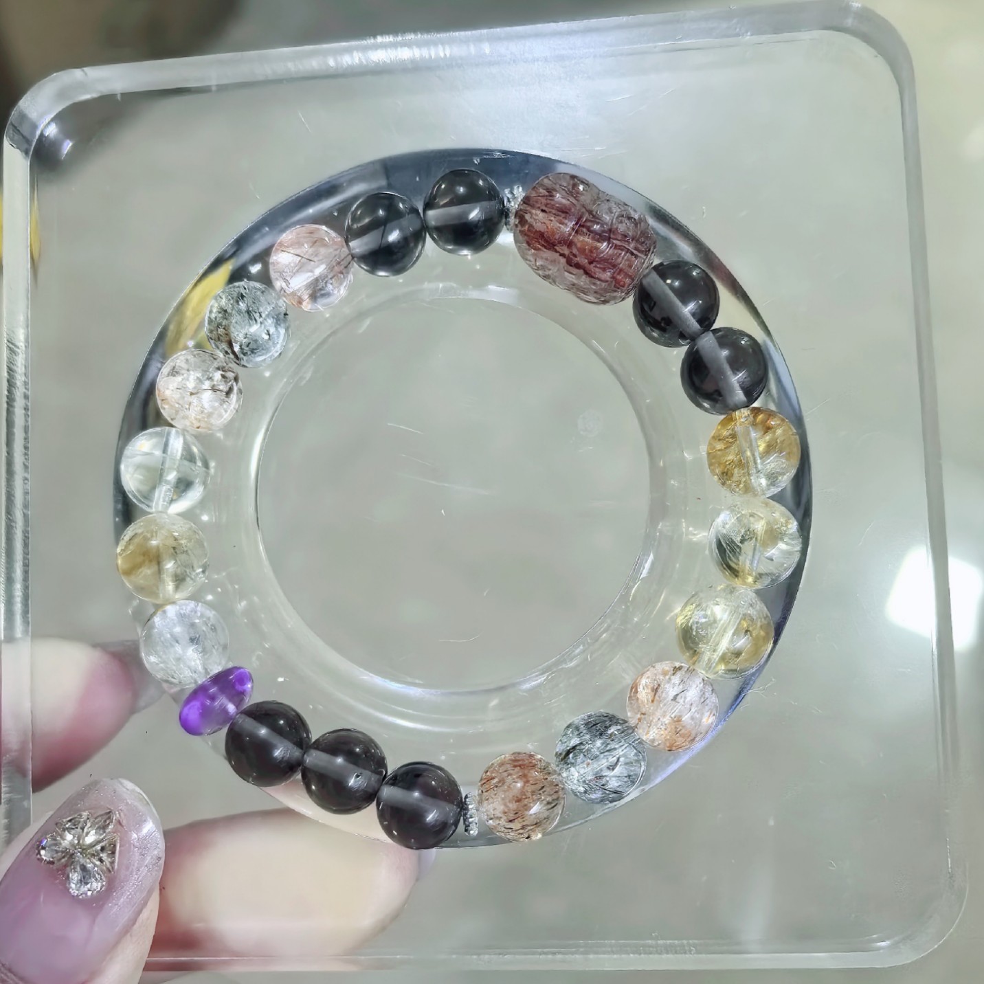 Natural Yellow Crystal Black Gold Pi Yao Charm Money-Bestowing Bracelet