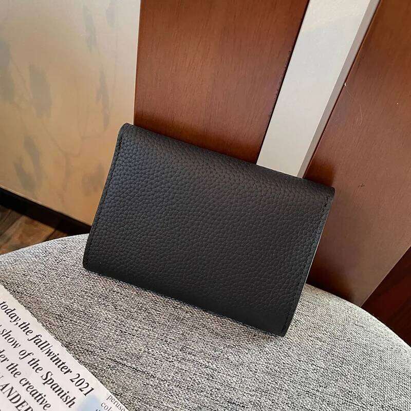 Designer Bag Short Women wallet Genuine Leather Flap Coin Purse Soft Cowhide Card Holders Lock Wallet For Lipstick Mirror Lightweight Photo & ID Holde