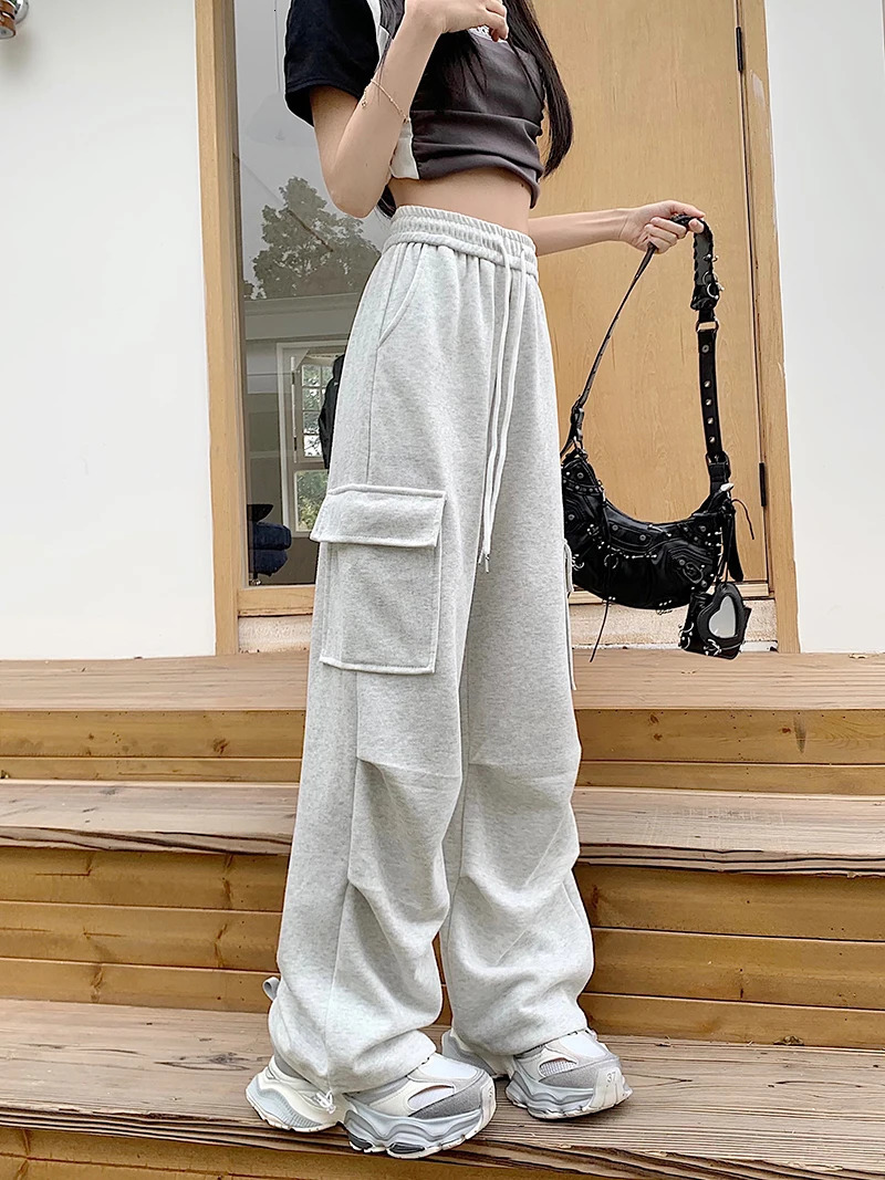 American Drawstring n Cargo Pants Women Fashion Hiphop Streetwear Woman Trousers Summer Allmatch Cargo Pants 251027