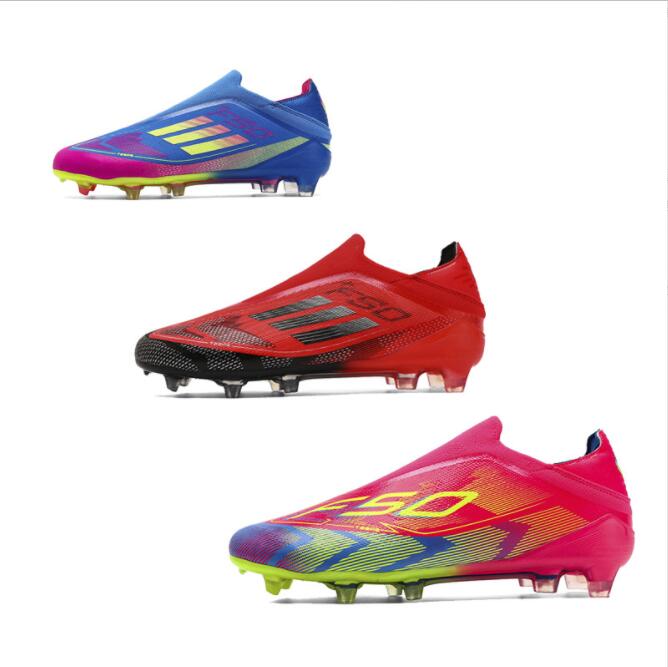 With-out Lace Mens Soccer Shoes SLIP-ON Turf Soccer Cleats for Kids Sneakers TF/FG Training Football Boots Chuteira Campo Size 35-45