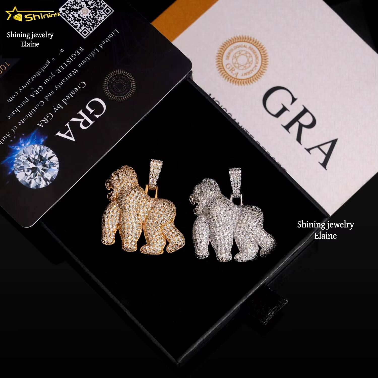 Sterling Silver 925 Iced Out Hip Hop Jewelry Rapper Custom Moissanite Diamond Pendant VVS Moissanite Diamond Pendant