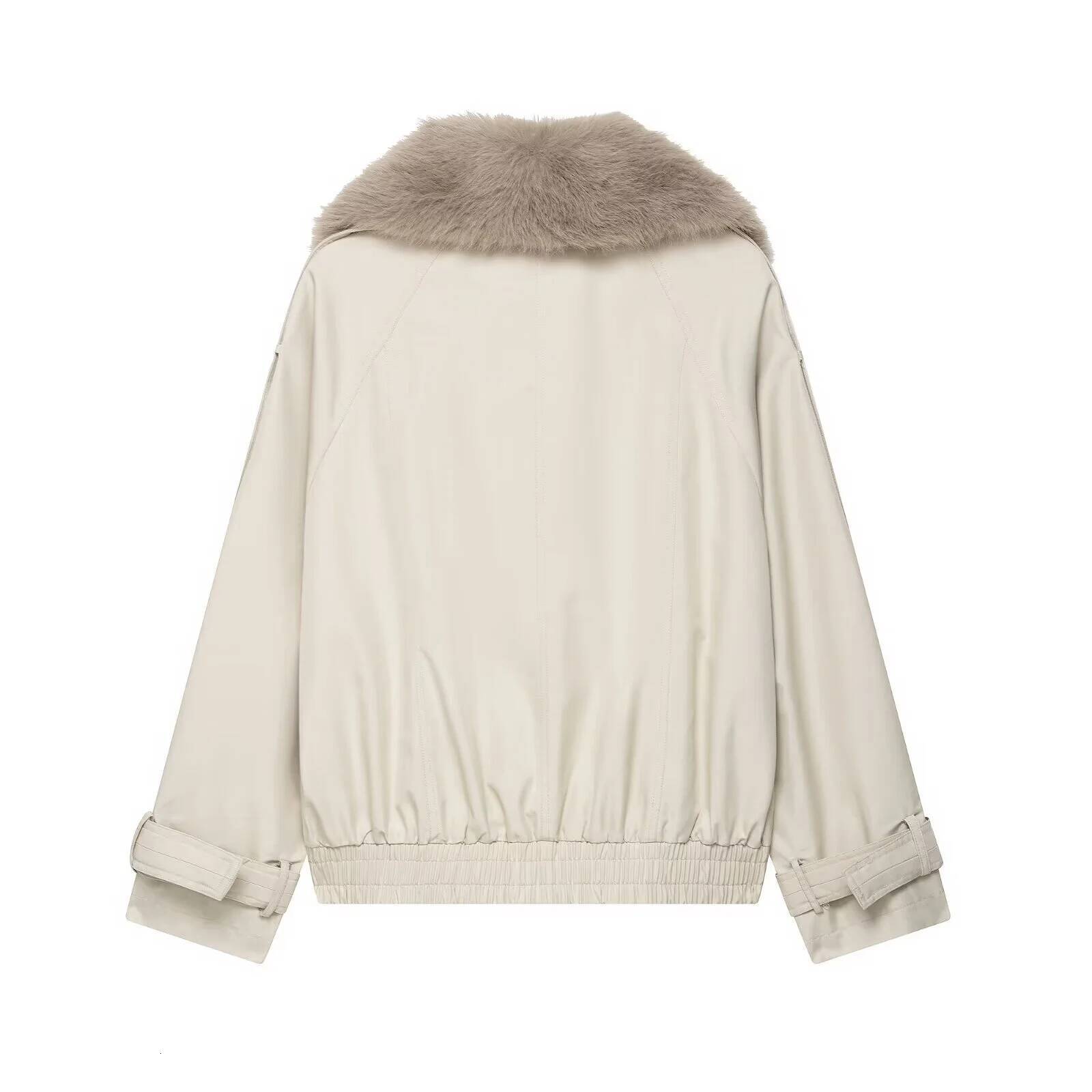 winter jacket women autumn new women's casual fashion temperament short fur splicing double-breasted trench coat jacket