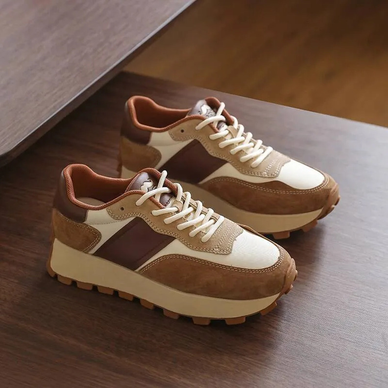 Mirinda Genuine Leather Retro Forrest Gump Shoes 2025 New Couple Thick-Soled Lightweight Sports Casual Dad Shoes