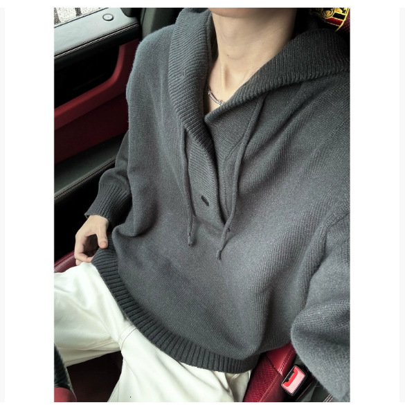 Gray Designer Sweater Pullover Sweater For Men Autumn And Winter New Style Lazy And High-end Feel Hooded Knitted Sweater Versatile Half Cardigan Sweat