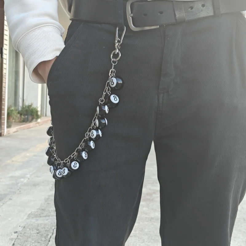 Model Hip Hop DIY Black Eight Key Chain Fashionable Men And Women Ones Waist Pants Chain Jewelry Accessories 251024