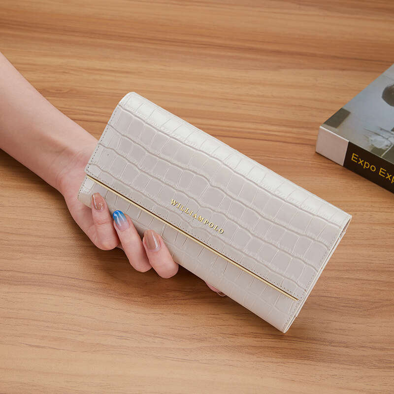 Women's Long Style Top Layer Cowhide Crocodile Pattern High-End Wallet Clutch for Women
