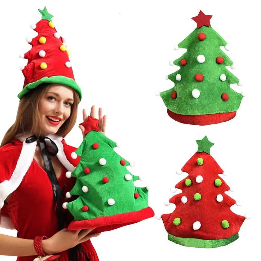 Christmas Tree Hat Funny Christmas Tree Shape Beanie Christmas Santa Hat Christmas Gift Kids Xmas Cap New Year Party DecorationsW251027