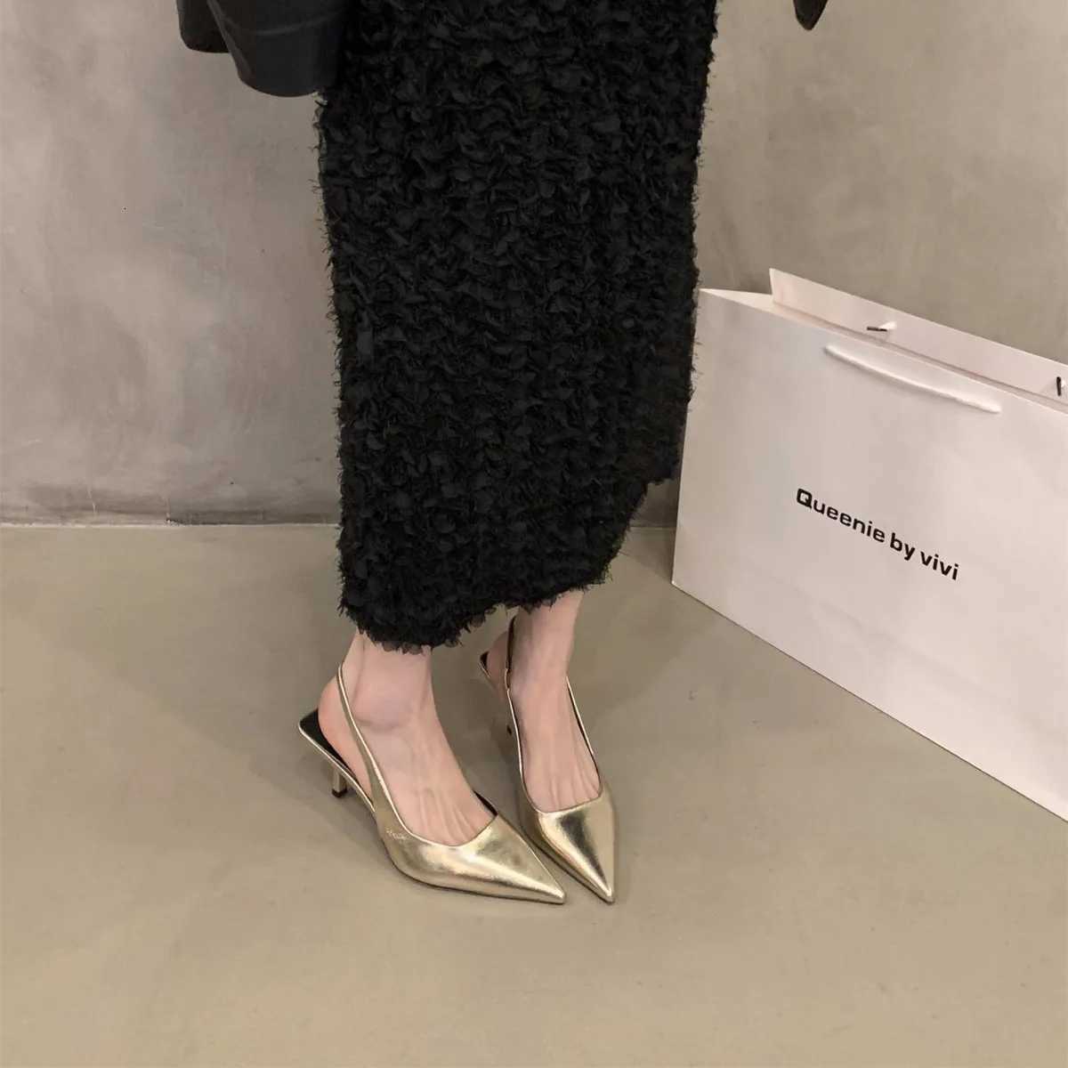 2024 Summer Sier Heels Pointed Toe Women Pumps Fi Slip Slingbacks Shoes Ladies Sexy Heel Party Dress SandaliasXJ251027