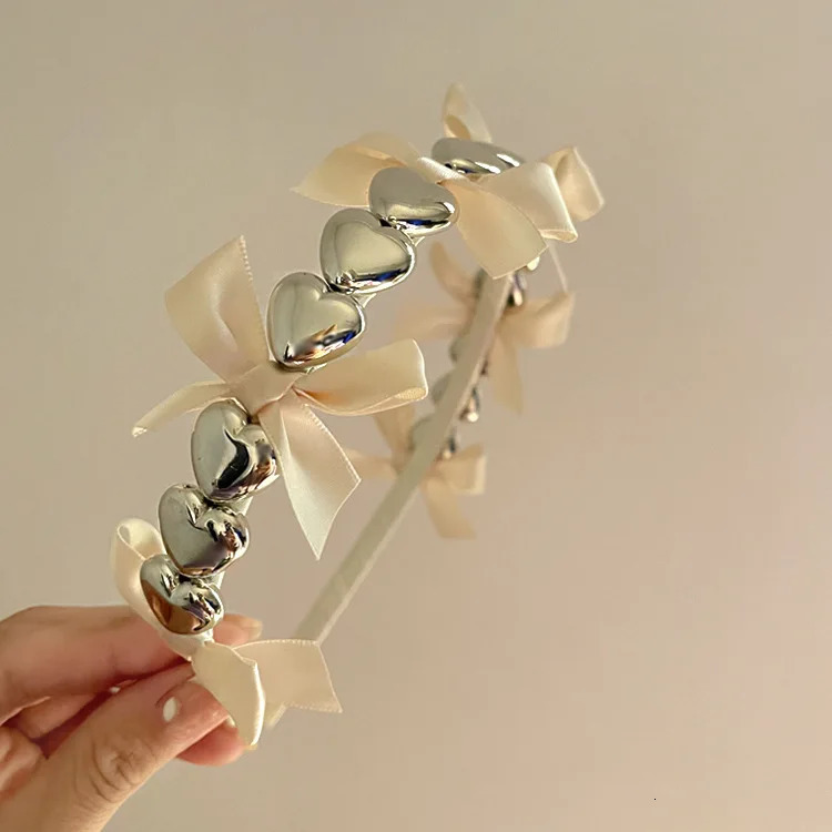 Korean style hoops Headband hair woman metal heart butterfly hair bows girls bands versatile simple fine headbands accessories 251023