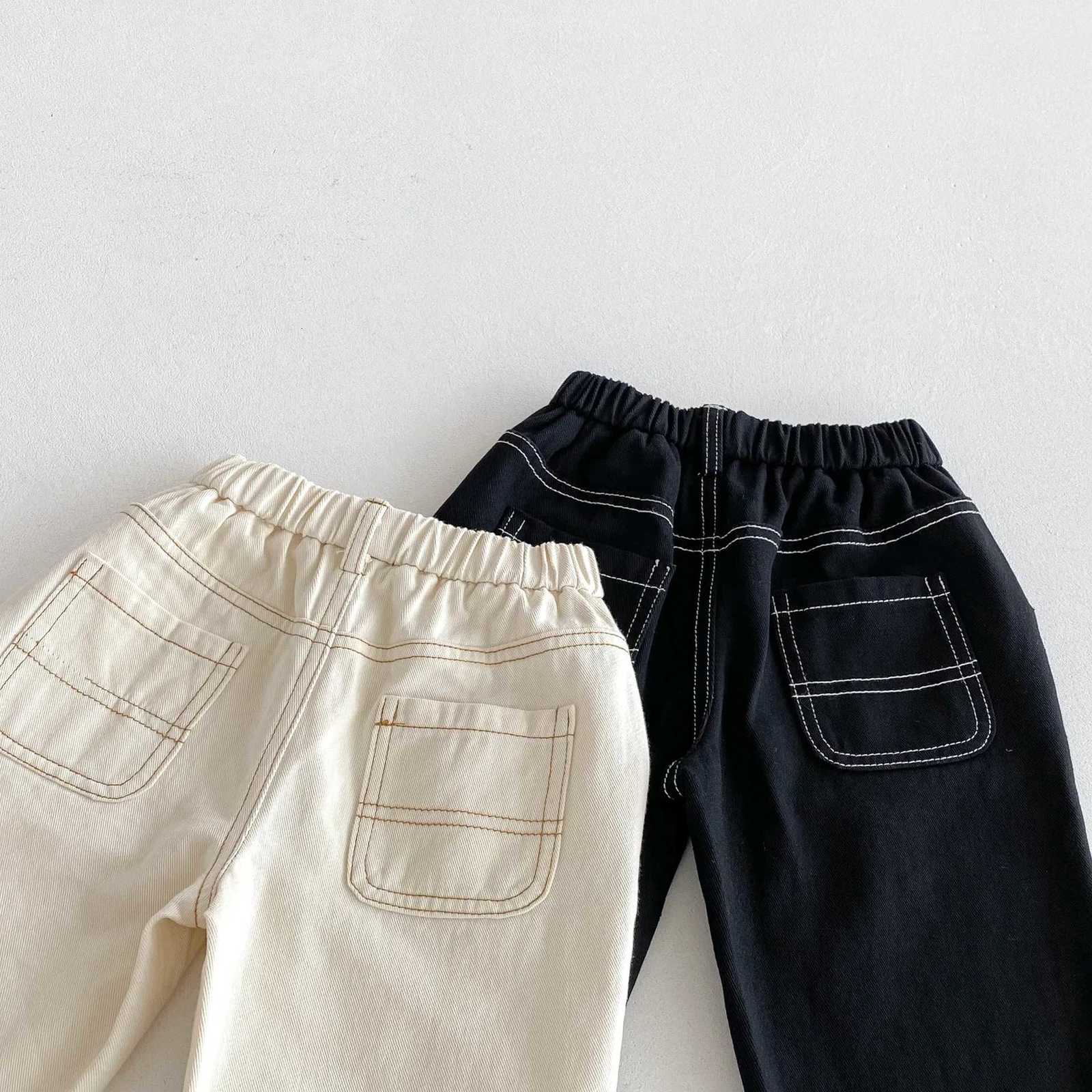 Solid Color Baby Boys Casual Pants Fashion Versatile Girls Jeans Kids Clothes 2025 Autumn New Children Loose Denim TrousersT251027