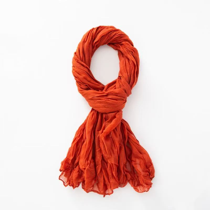 T2181 summer new solid color gradient cotton monochrome chiffon scarf