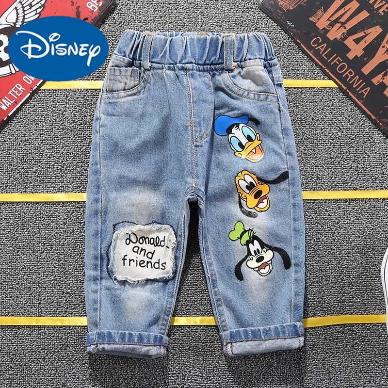Disney High Quality Kids Mickey Mouse Fashion Ripped Jeans Clothes Spring Autumn Baby Boys Girls Jeans Denim Pants Children Trousers H251027