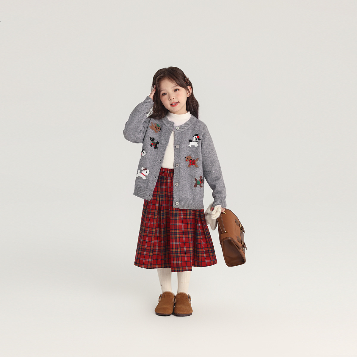 New hot selling children's clothing, animal jacquard knitted cardigan, autumn and winter girls' sweater, cute and fashionable top