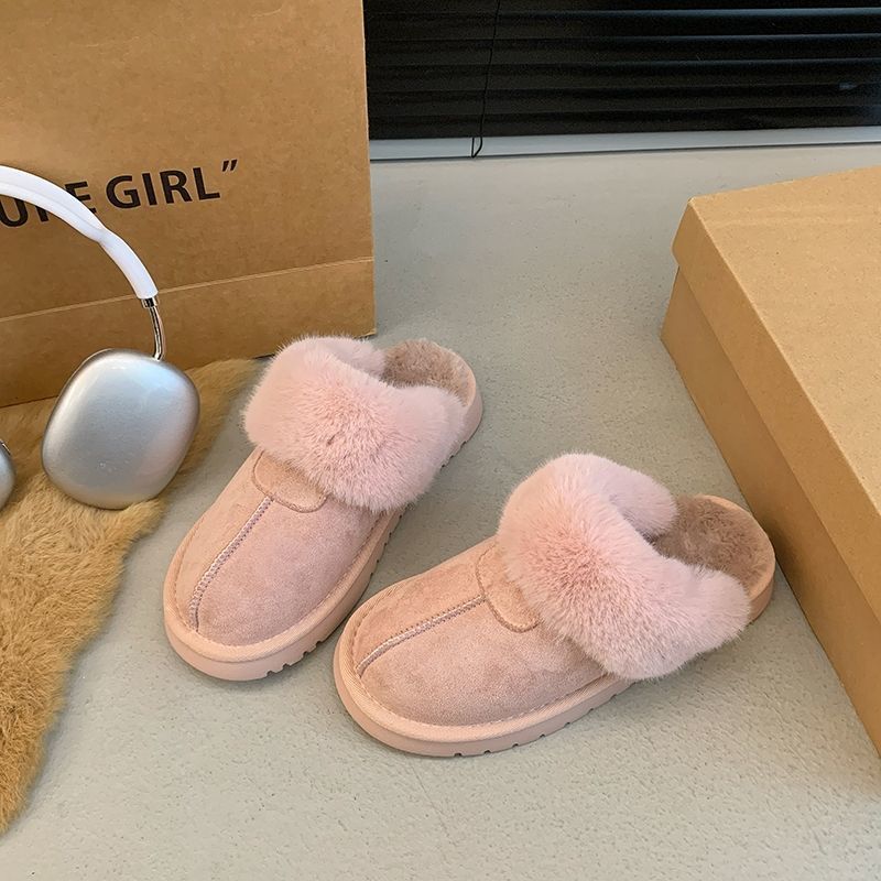 Free shipping Designer Multi-Color Plush-Lined Mules with Cute Detail Daily Occasion Wear Fashion Stylish Versatile Trendy Slippers