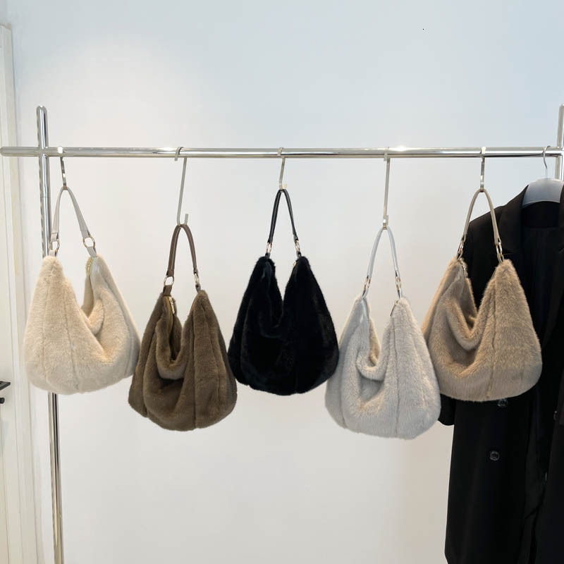 Autumn Winter Faux Mink Fur for Women New Fluffy Tote Large Capacity Furry Handbag Shoulder Crossbody Bag