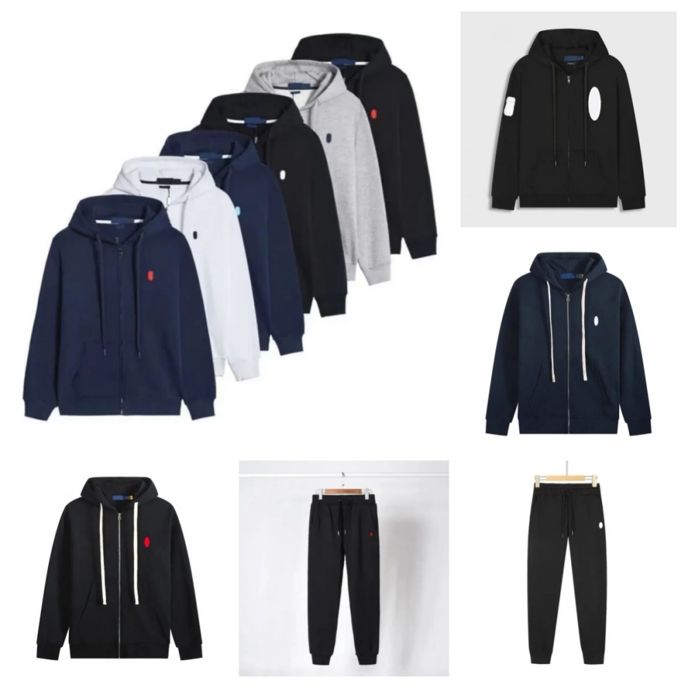 Polo hoodie tracksuit mens women sweatpants Jacket hoodies for men zip up hoodie tech fleece Set with Matching Pants Outdoor pullover Activities sweater joggers 081