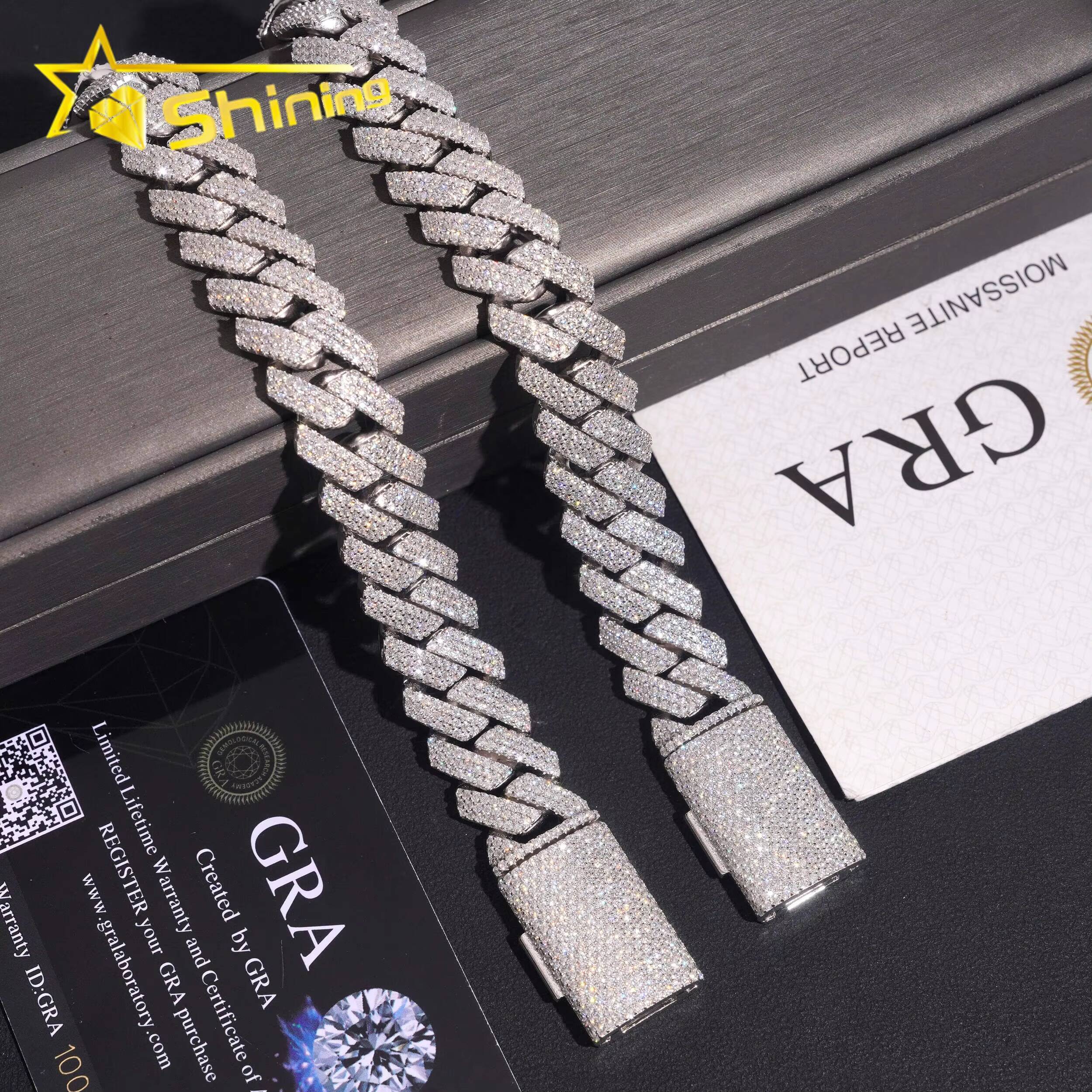 US Local Stock Fast Shipping 15mm Iced Out Hip Hop Pass Diamond Tester Moissanite Cuban Link Bracelet