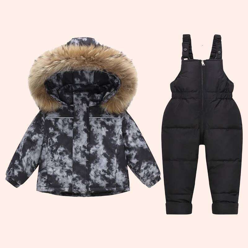Kids Girls Boys Ski Suits 2025 Thickening Children Clothing Sets Winter Pant Outdoor Sportwear Warm Overalls