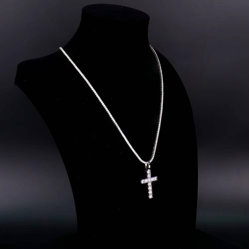 Moissanite Pendant S925 Silver D VVS Iced Out Cross Pendant for Men and Women Jewelry Pass Diamond Tester