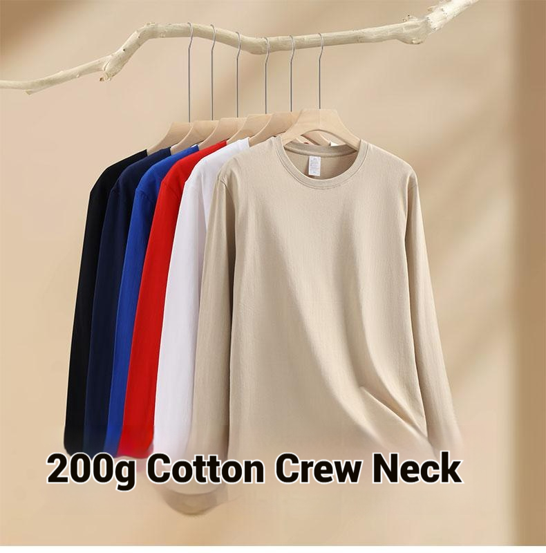 Unisex 100% Cotton Crew Neck Long Sleeve T-Shirt Featured in 6 Colors JX-M707