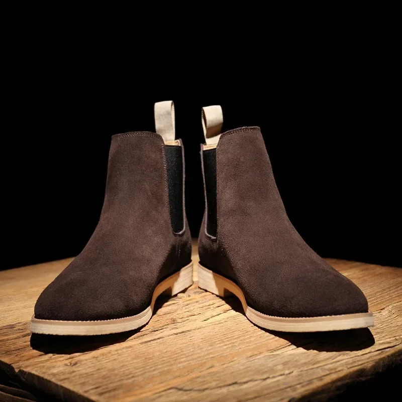 Mens Chelsea Boots High Quality Suede Genuine Leather Boot British Style Ankle Boots for Men Business Dress Boots Botas Hombre 251023