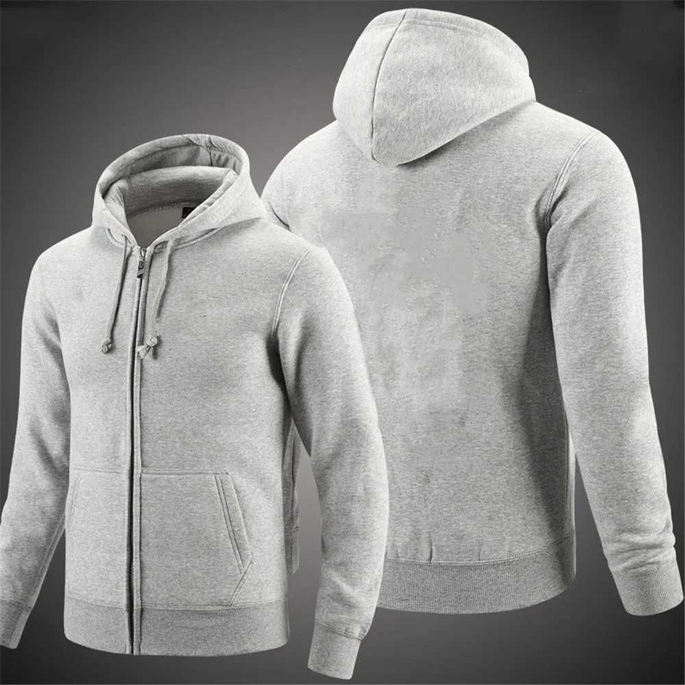 2025 New Hoodies Mens Long Sleeve Zipper Hoodie Autumn Winter Fashion Casual Loose Fit Sweatshirt Sportswear Male Clothing W251027