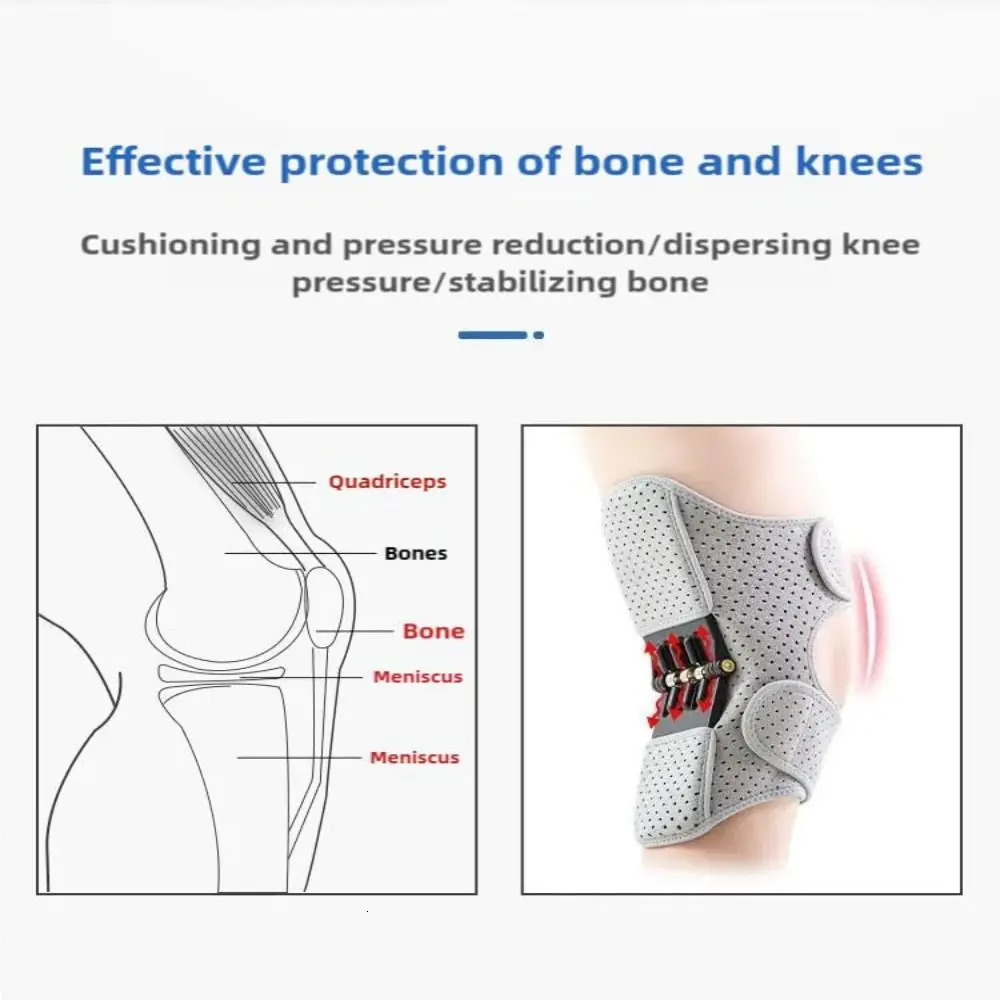1Pair with Powerful Rebound Springs Knee Assistive Device NonSlip Adjustable Knee Booster Breathable Knee Protection Booster 251023