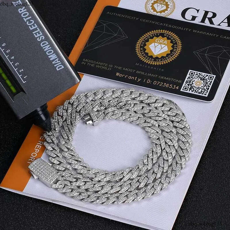 Width 8mm 16-24inch S Sterling Sier Pass Test Moissanite Dia Cuban Chain Necklace 7/8/9inch Bracelet Links Jewelry For Men Women Nice Gift