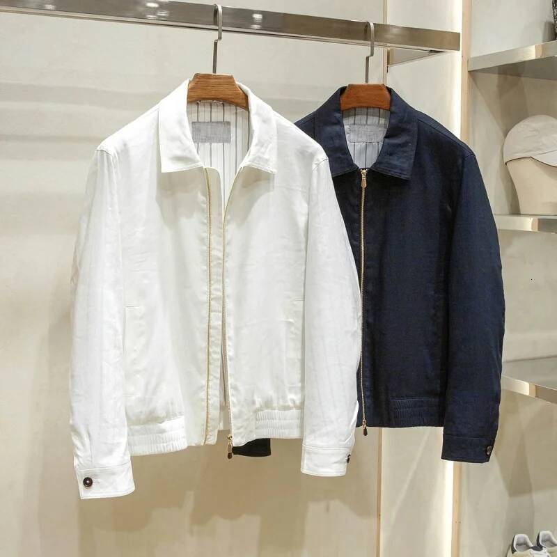 Men's Spring/Summer Casual Thin Style Simple Collar Linen Jacket Coat