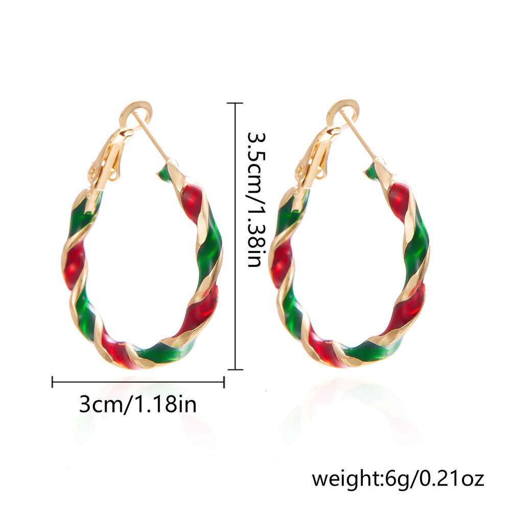 Exaggerated and Stylish Christmas Colorful Spiral Geometric Hoop Earrings