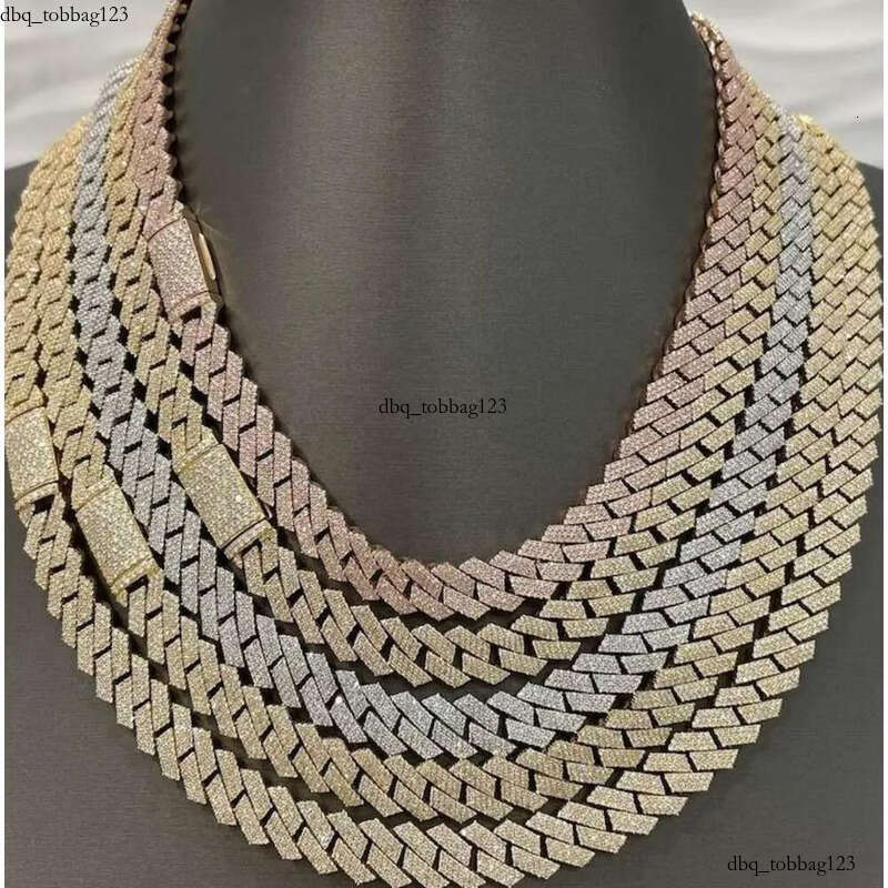 Iced Out Mens Women sterling Sier 10MM Hip Hop Moissanite Cuban Link Chain Necklace