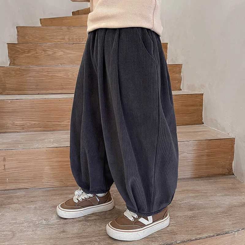 2025 New Childrens Corduroy Pants AutumnWinter Boys Corduroy Trousers 27T Girls Baby Elastic Waist Warm Harem PantsT251027
