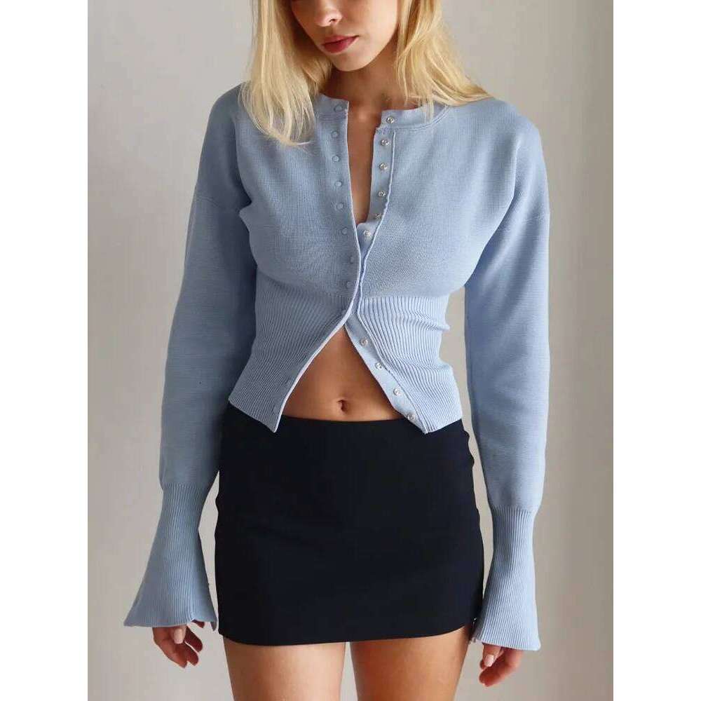 Tossy Autumn Fashion Knitwear Ribbed Patchwork Slim Casual Cropped Inner Top Women's Knit Cardigan Outwear Designer Sweater Women Women Sweater