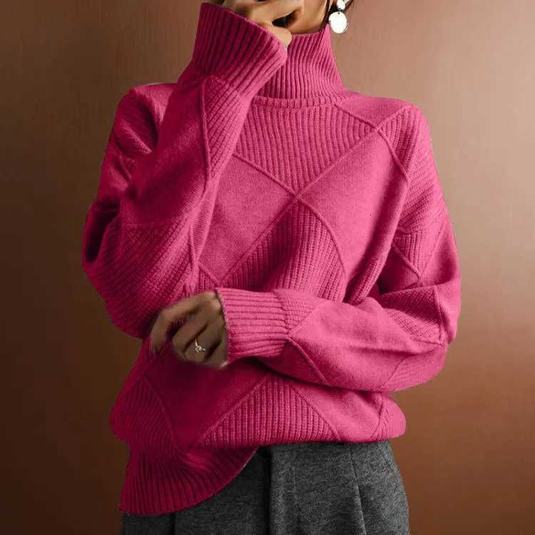Casual Home Turtleneck Sweater For Women Loose Solid Warm Pullover Top Spring Autumn Lazy Wind Knitted Bottoming Shirt 2025 NewT251027
