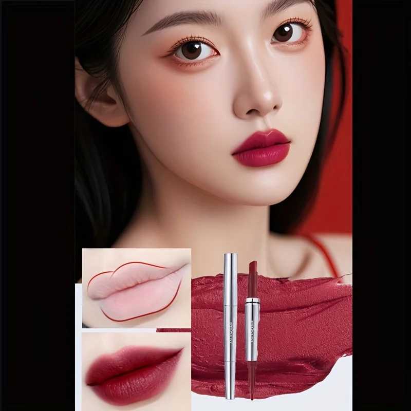 Doubleended NonStick Cup Lipstick Matte LongLasting Lip Liner Pencil Waterproof Slim Tube Lipstick Smudgeproof W251027