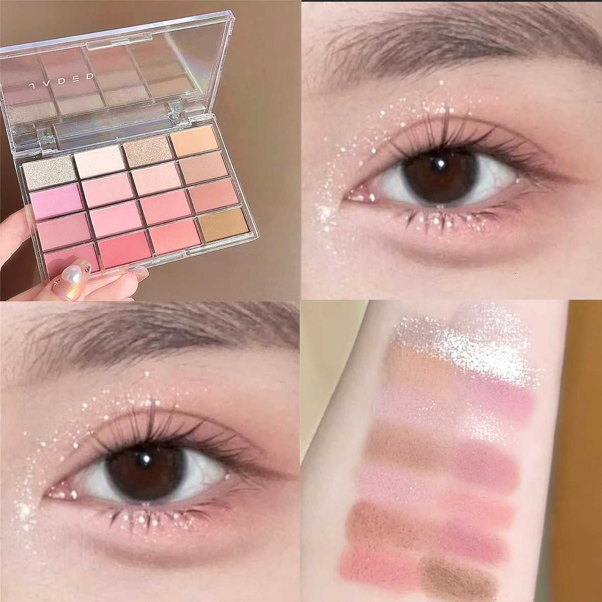 Low Saturation Eye Shadow Palette 16 Colors Glitter Earth Brown Color Shiny Acrylic Eyeshadows Pearl Matte Daily Eye MakeupXJ251027
